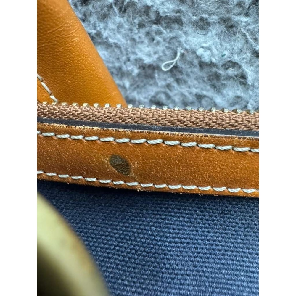 Vintage Burberry London Women' s Canvas Leather Trim Top Handle Bag‎ Navy Blue - Picture 10 of 16